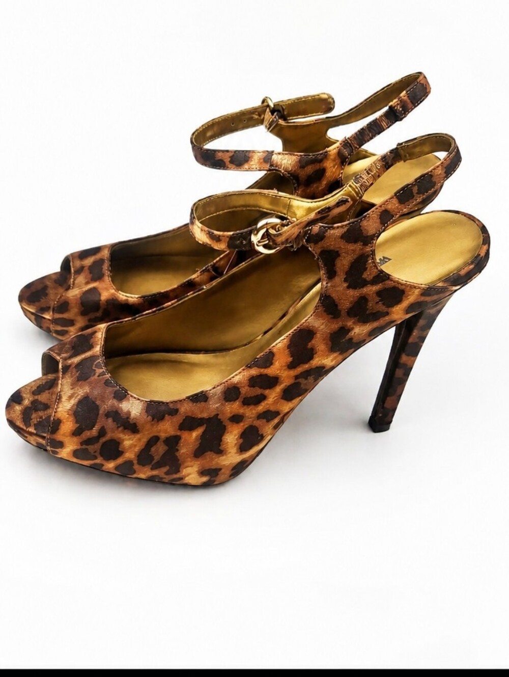 Worthington Leopard Print Peep Toe Platform Heels Size 7.5